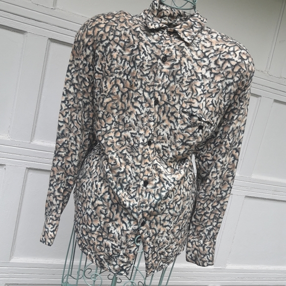 Vintage Shirt Wild Print Fabric Rayon Shoulder Pad - Picture 16 of 16